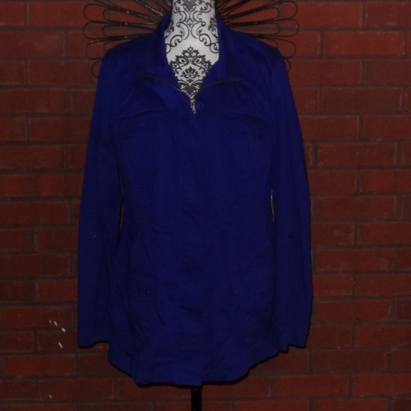 NWT Blue Zip Jacket Blazer Casual Cargo Plus NEW - Picture 2 of 6